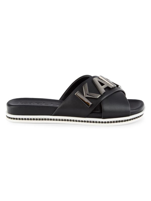 Karl Lagerfeld Paris Jianna Logo Leather Sandals